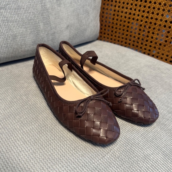 LOEFFLER RANDALL Leonie Espresso Woven Ballet Flat - Picture 3 of 8